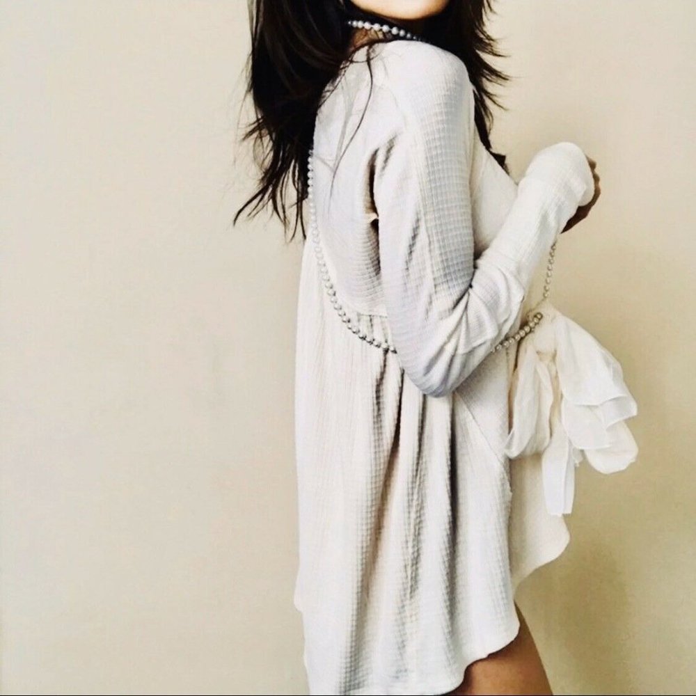 Free People White Long Sleeve Henley Top - Picture 10 of 11